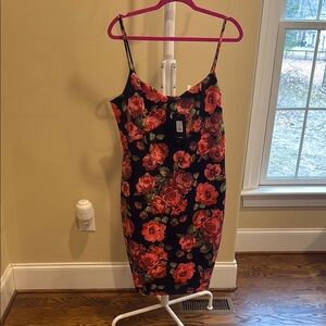 Floral Black and Red Dress